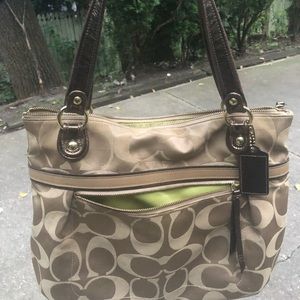 Authentic gold and brown Coach purse